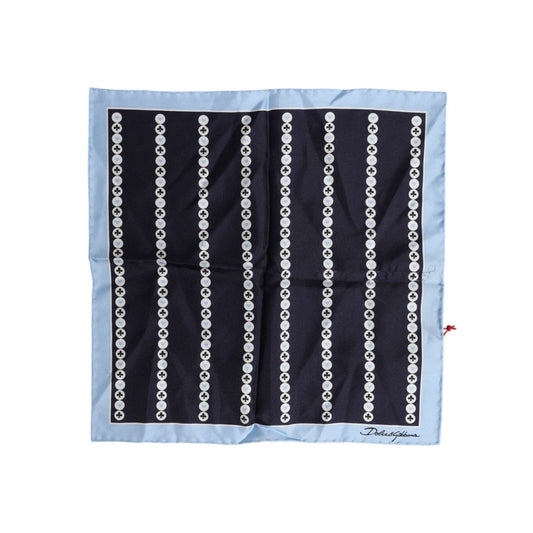 Dolce & Gabbana Blue Printed Silk Square Men Foulard Scarf MS7392