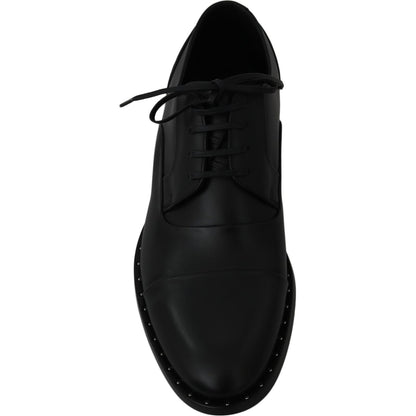 Dolce & Gabbana Black Leather Derby Formal Shoes Dress Shoes