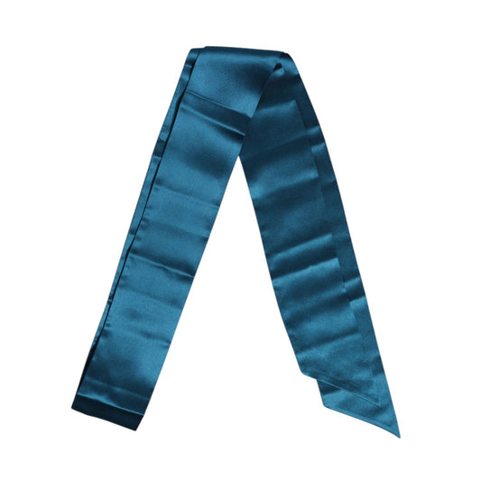 Dolce & Gabbana Blue Satin Silk Skinny Foulard Wrap Scarf MS7512