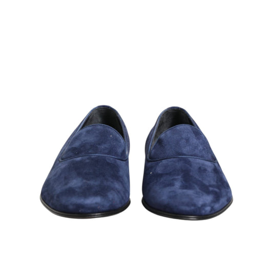 Dolce & Gabbana Blue Velvet DG Logo Loafers Formal Shoes MV7472-44