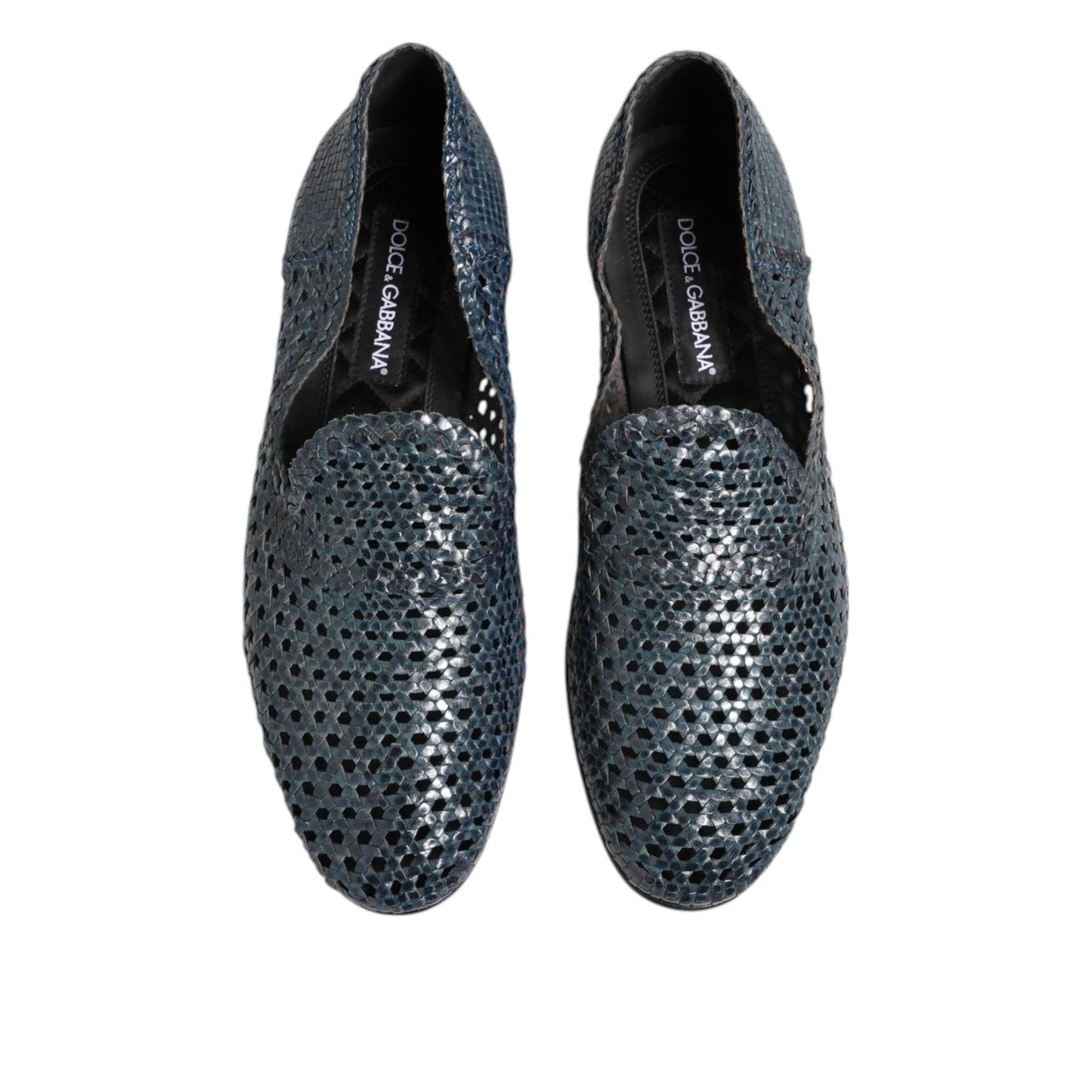 Dolce & Gabbana Blue Woven Leather Slip On Loafers Shoes MV7474-41