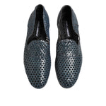 Dolce & Gabbana Blue Woven Leather Slip On Loafers Shoes MV7474-41