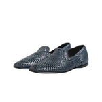 Dolce & Gabbana Blue Woven Leather Slip On Loafers Shoes MV7474-41