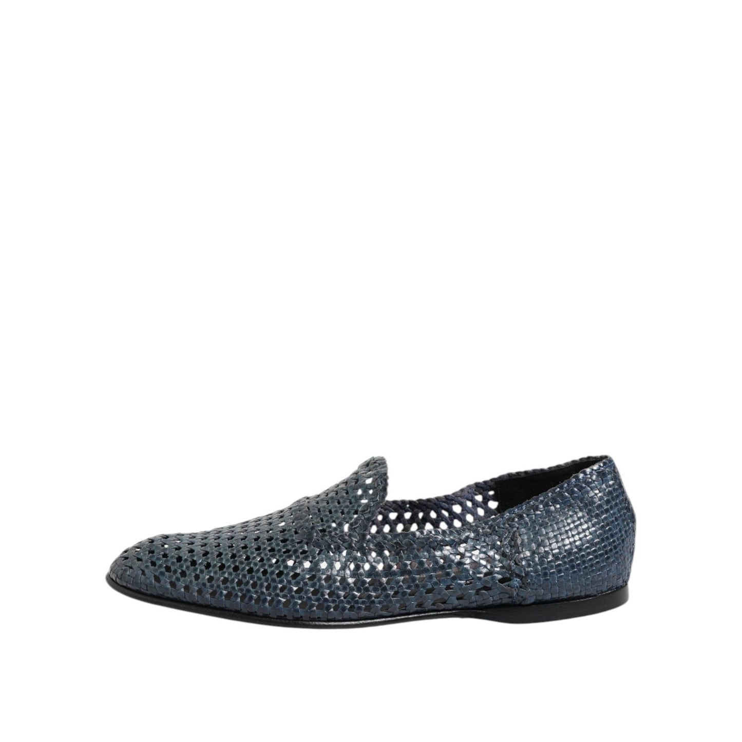 Dolce & Gabbana Blue Woven Leather Slip On Loafers Shoes MV7474-41