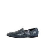 Dolce & Gabbana Blue Woven Leather Slip On Loafers Shoes MV7474-41