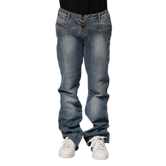 Just Cavalli Blue Washed Straight Fit Men Denim Jeans PAN74689-31
