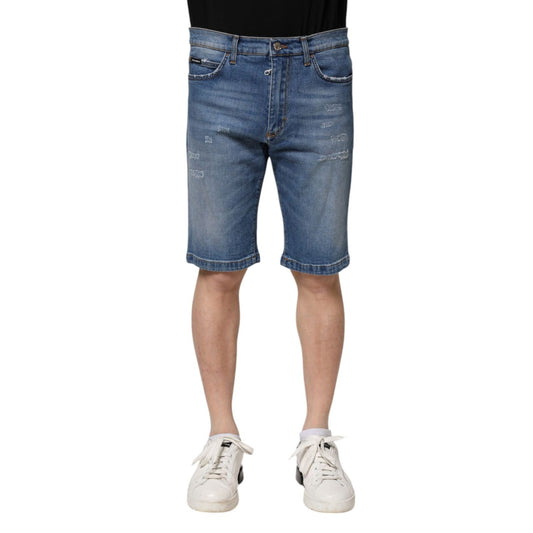 Dolce & Gabbana Blue Cotton Stretch Men Denim Bermuda Shorts PAN75037-44