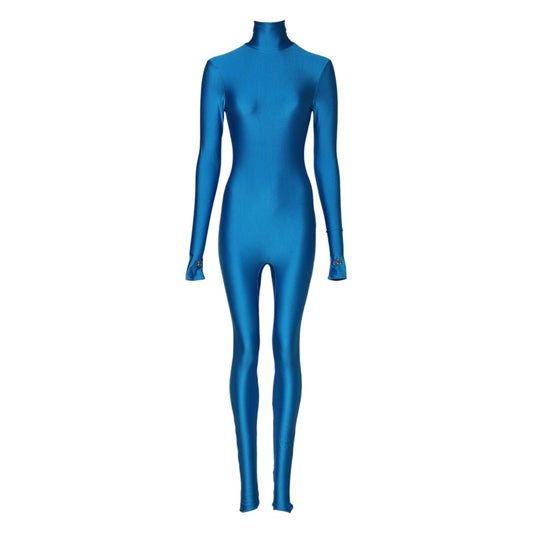 Dolce & Gabbana Blue Nylon Turtleneck Bodycon Jumpsuit Dress PAN76164-38