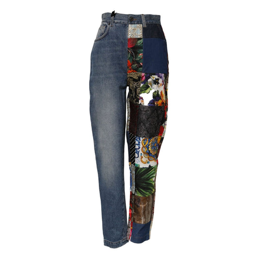 Dolce & Gabbana Blue AMBER Patchwork High Waist Denim Jeans PAN76304-40