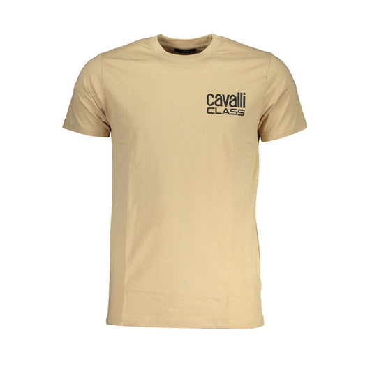 Cavalli Class Beige Cotton T-Shirt Cavalli Class