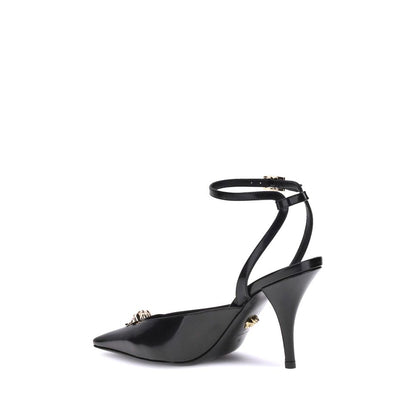 Versace Black Calf Leather Bos Taurus High Heel Pumps
