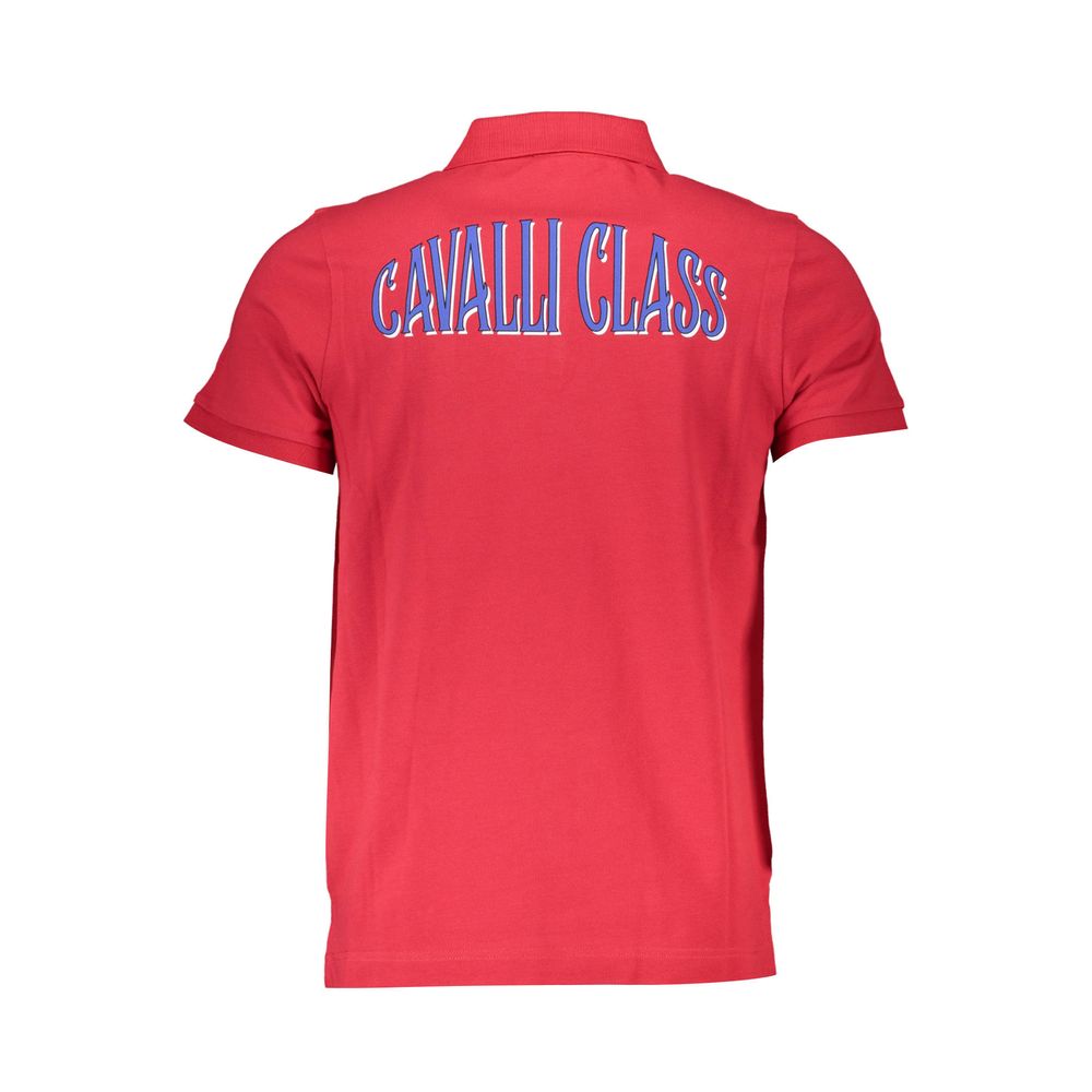 Cavalli Class Rosso Cotton Mens Polo Shirt Cavalli Class