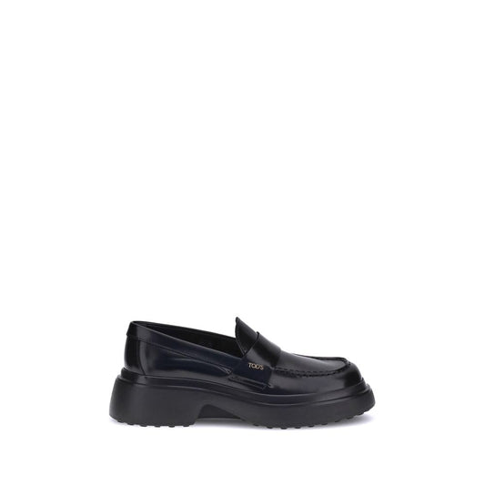 Tod's Black Rubber Platform Loafers
