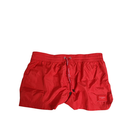 Dolce & Gabbana Red Drawstring Beachwear Men Shorts Swimwear BIK1703-4