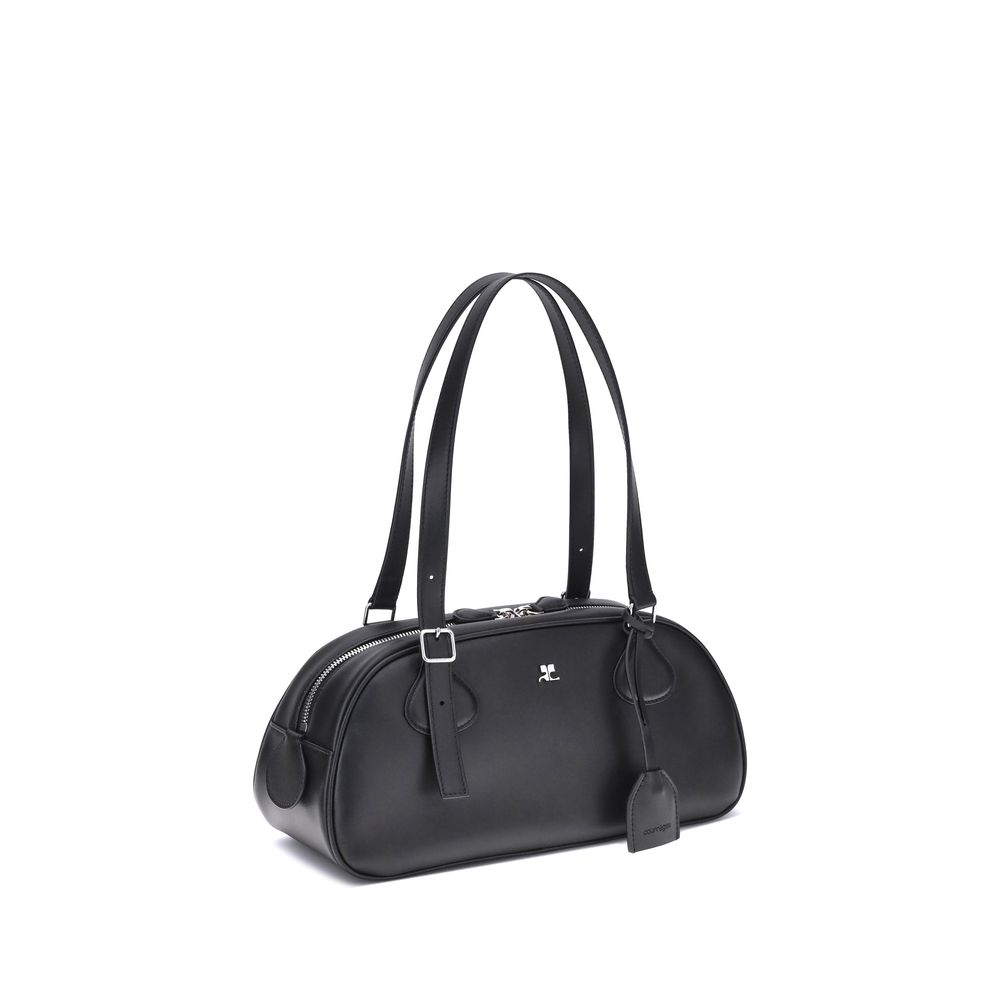 Courrèges Black Calf Leather Bos Taurus Shoulder Bag