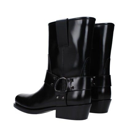 Valentino Garavani Black Leather Ankle Boots Valentino Garavani