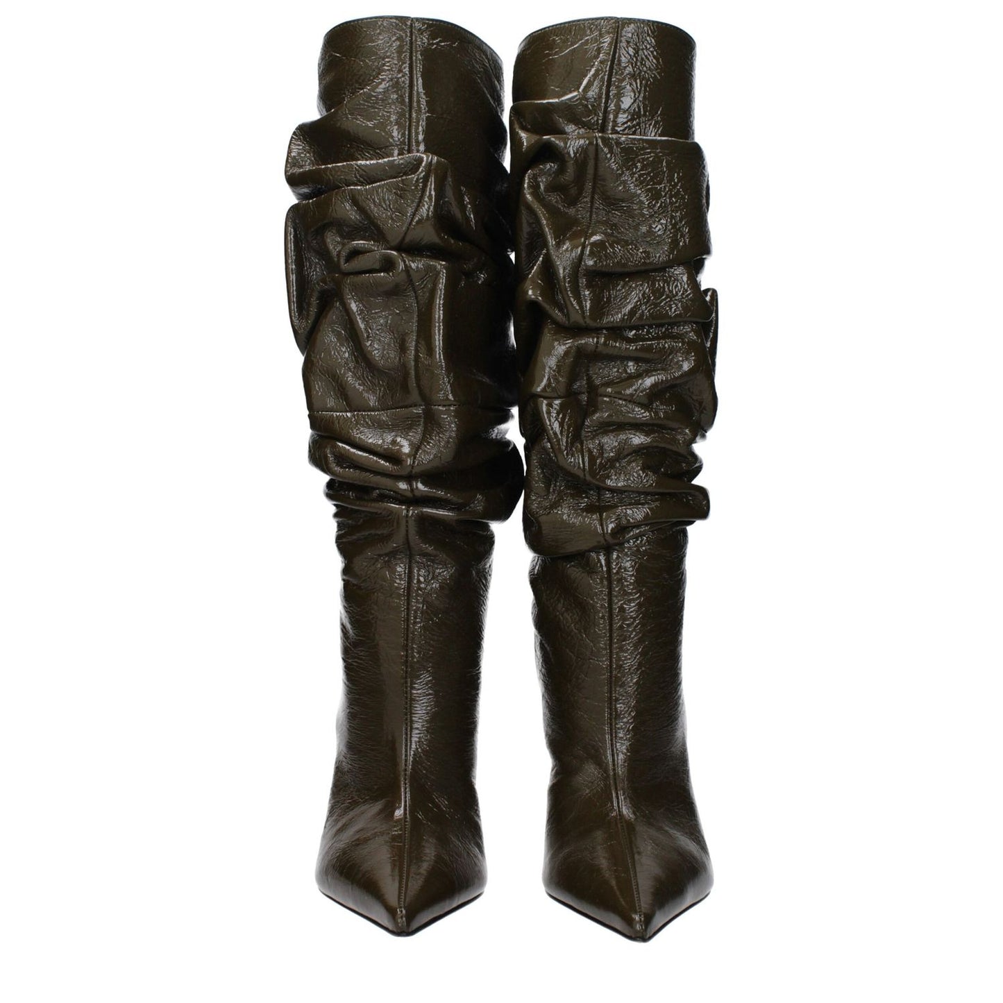 Amina Muaddi Green Leather High Heel Boots Amina Muaddi