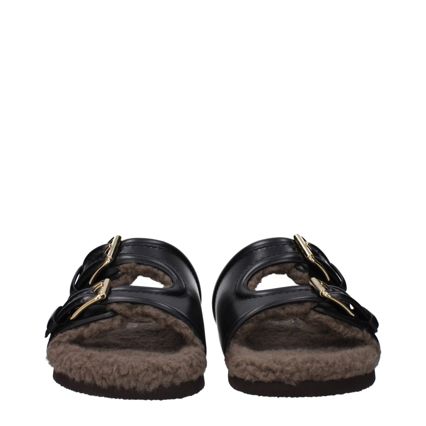 Valentino Garavani Black Leather Slippers Valentino Garavani