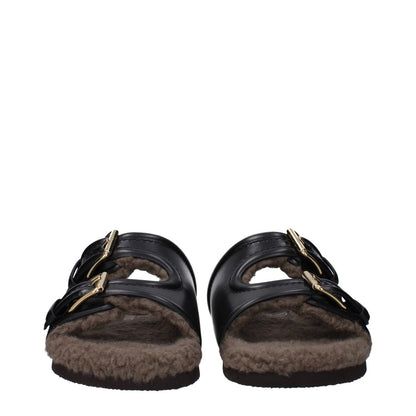Valentino Garavani Black Leather Slippers Valentino Garavani