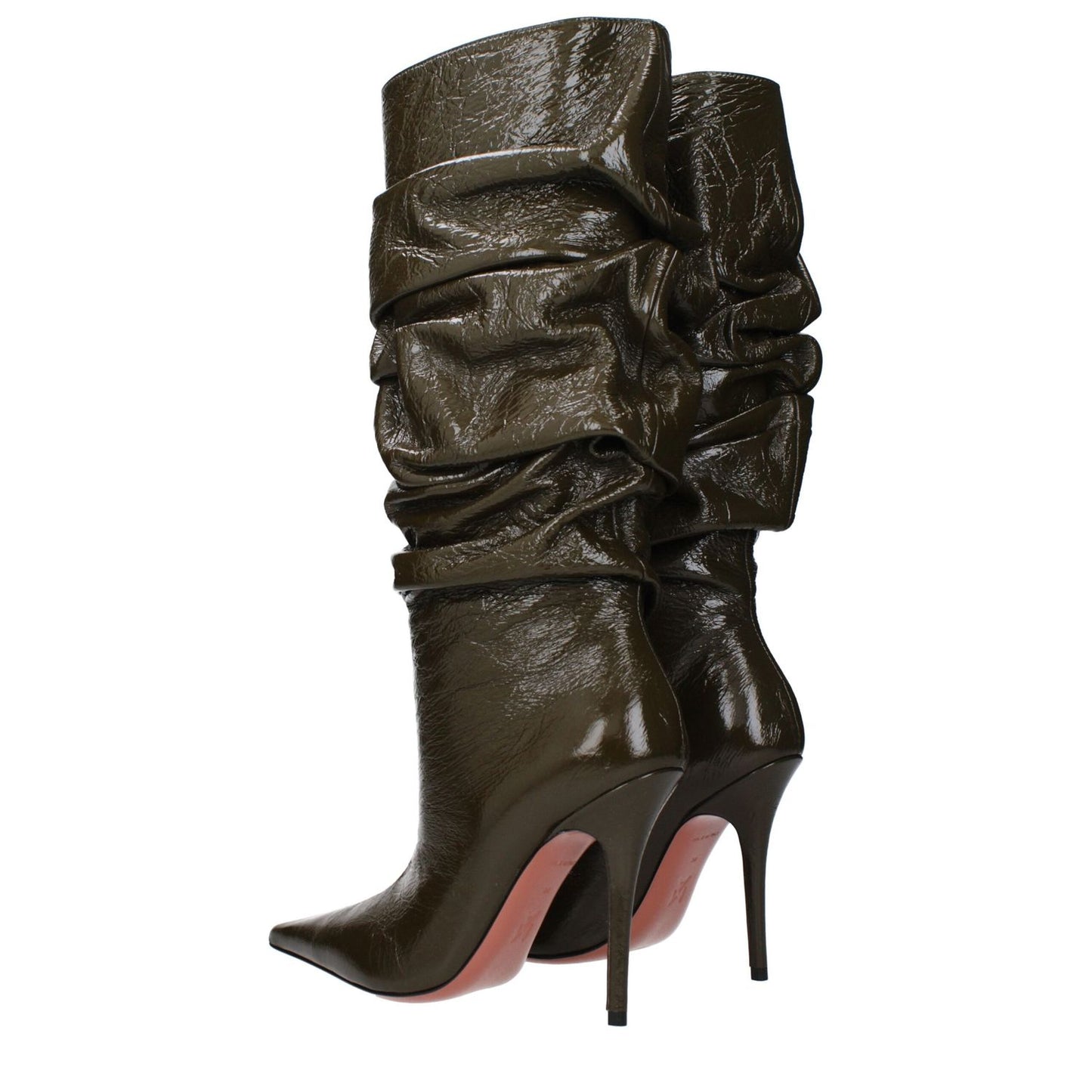 Amina Muaddi Green Leather High Heel Boots Amina Muaddi