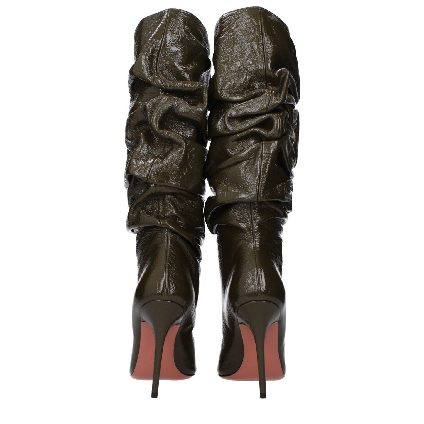 Amina Muaddi Green Leather High Heel Boots Amina Muaddi