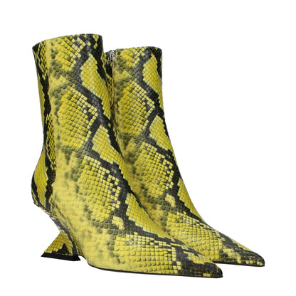 The Attico Yellow Leather Ankle Boots The Attico