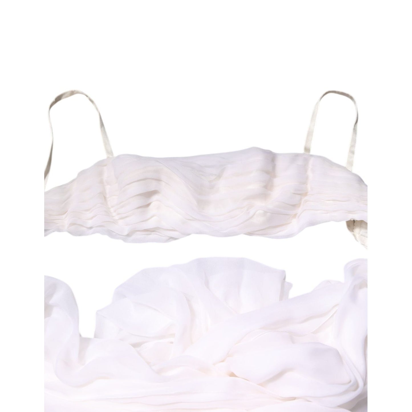 Dolce & Gabbana White Bustier Corset Cropped Chiffon Top TSH90632-38