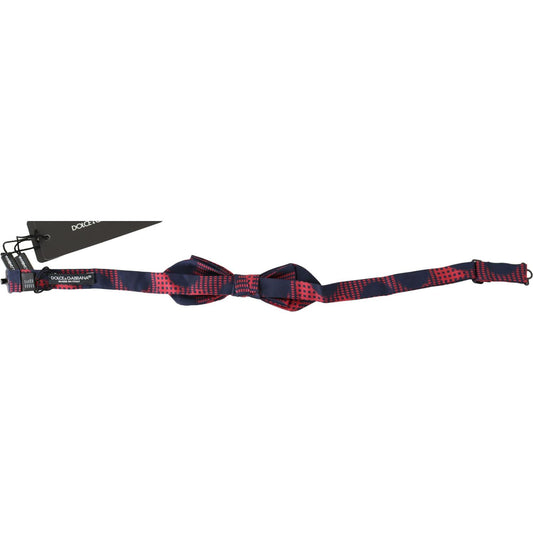 Dolce & Gabbana Red Checkered 100% Silk Adjustable Men Neck Bow Tie FT1030#2