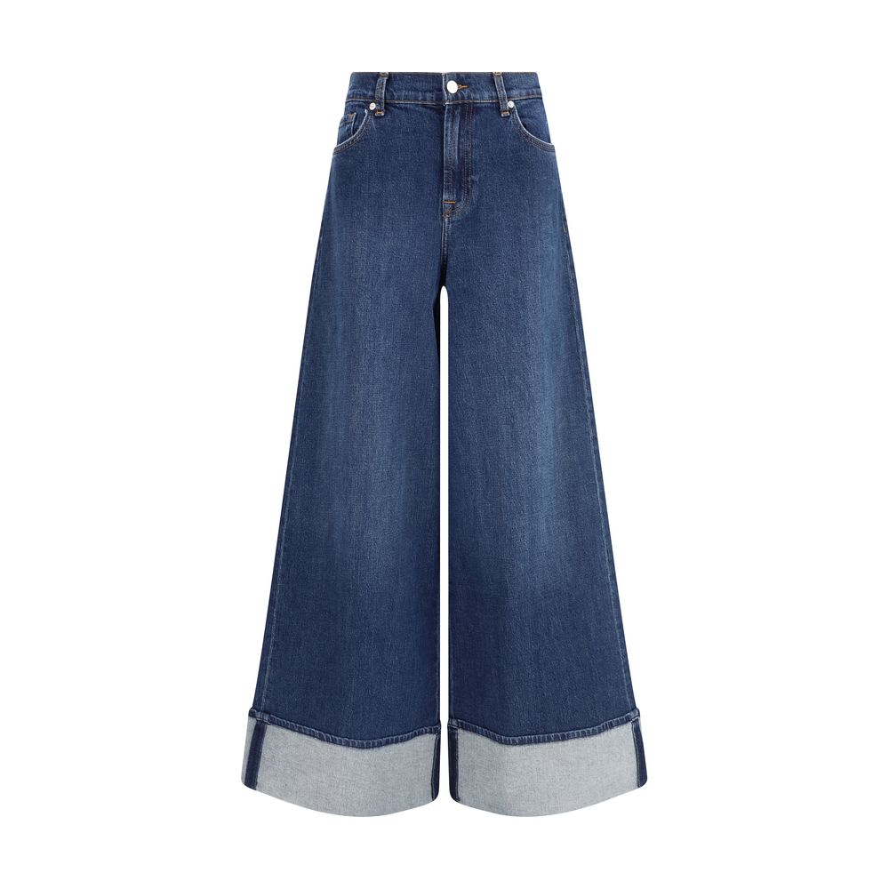 7FOR Blue Cotton Jeans Denim