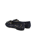 Dolce & Gabbana Blue Taormina Lace Crystals Flats Shoes LA12803-36.5