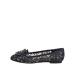 Dolce & Gabbana Blue Taormina Lace Crystals Flats Shoes LA12803-36.5