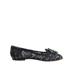 Dolce & Gabbana Blue Taormina Lace Crystals Flats Shoes LA12803-36.5