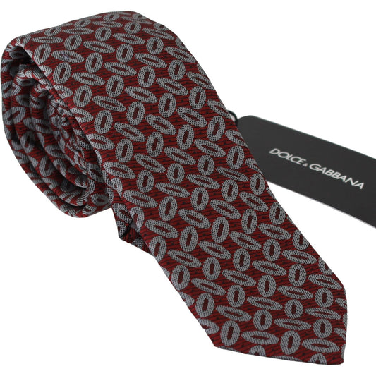 Dolce & Gabbana Red 100% Silk Printed Wide Necktie Men Tie KRA747