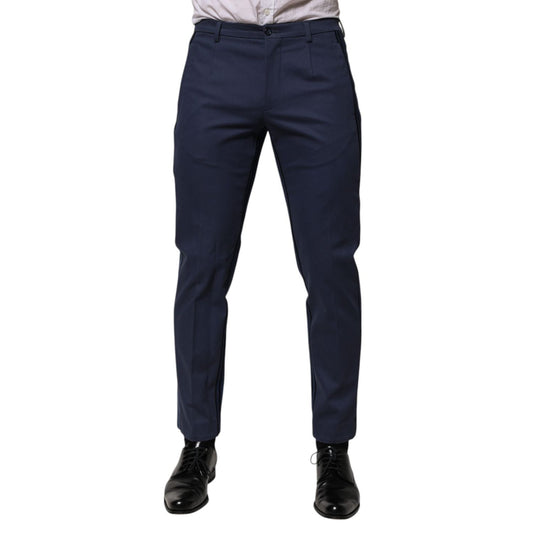Dolce & Gabbana Blue Cotton Tapered Men Formal Trousers Pants PAN76648-48