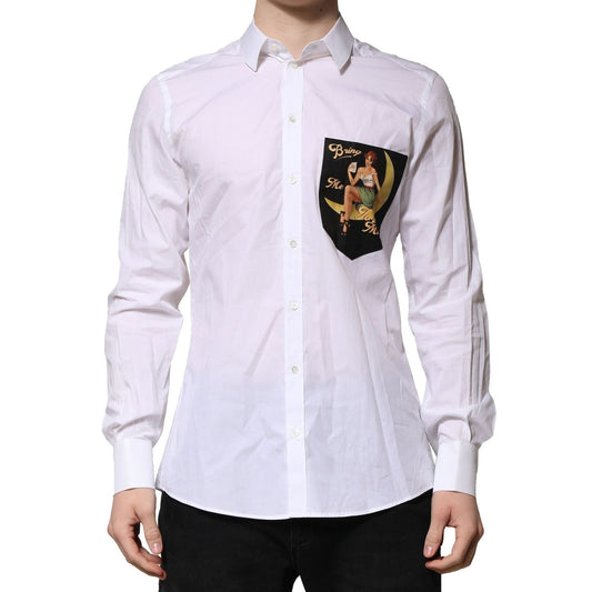 Dolce & Gabbana White Cotton MARTINI Long Sleeves Formal Shirt