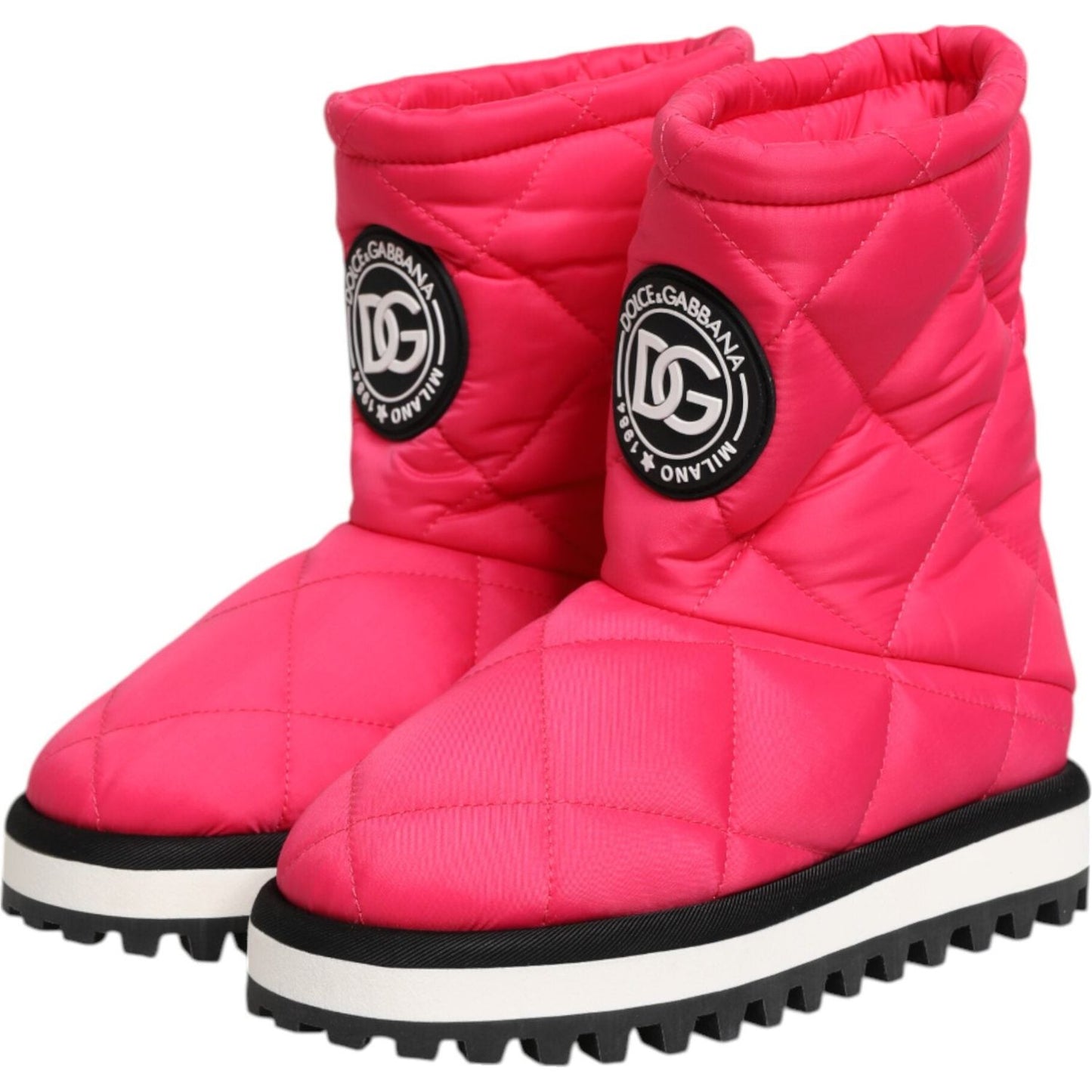 Dolce & Gabbana Pink White Viscose Padded Mid Calf Boots Shoes LA12811 -37