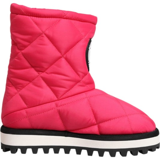 Dolce & Gabbana Pink White Viscose Padded Mid Calf Boots Shoes LA12812-35