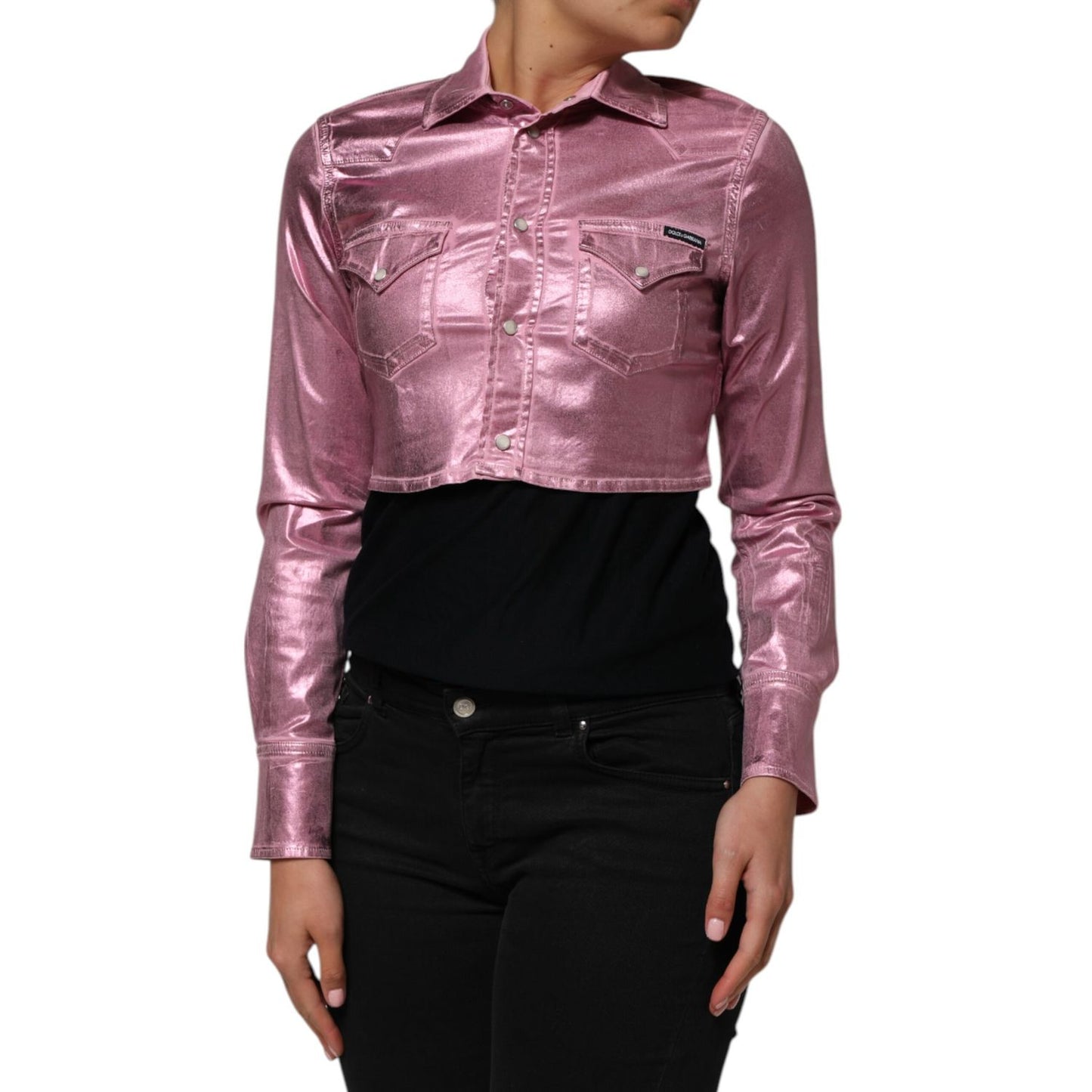 Dolce & Gabbana Pink Cotton Stretch Collared Cropped Jacket 1728,67345645728,Clothing,Dolce & Gabbana,Full-Length Jackets - Jackets & Coats - Clothing,IT38 | XS,Jackets & Coats - Clothing,Jackets & Coats - Women - Clothing,Material: 96% Cotton 4% Elastane