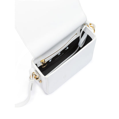 Off-White White/Gold Metallic Stripe Crossbody Bag