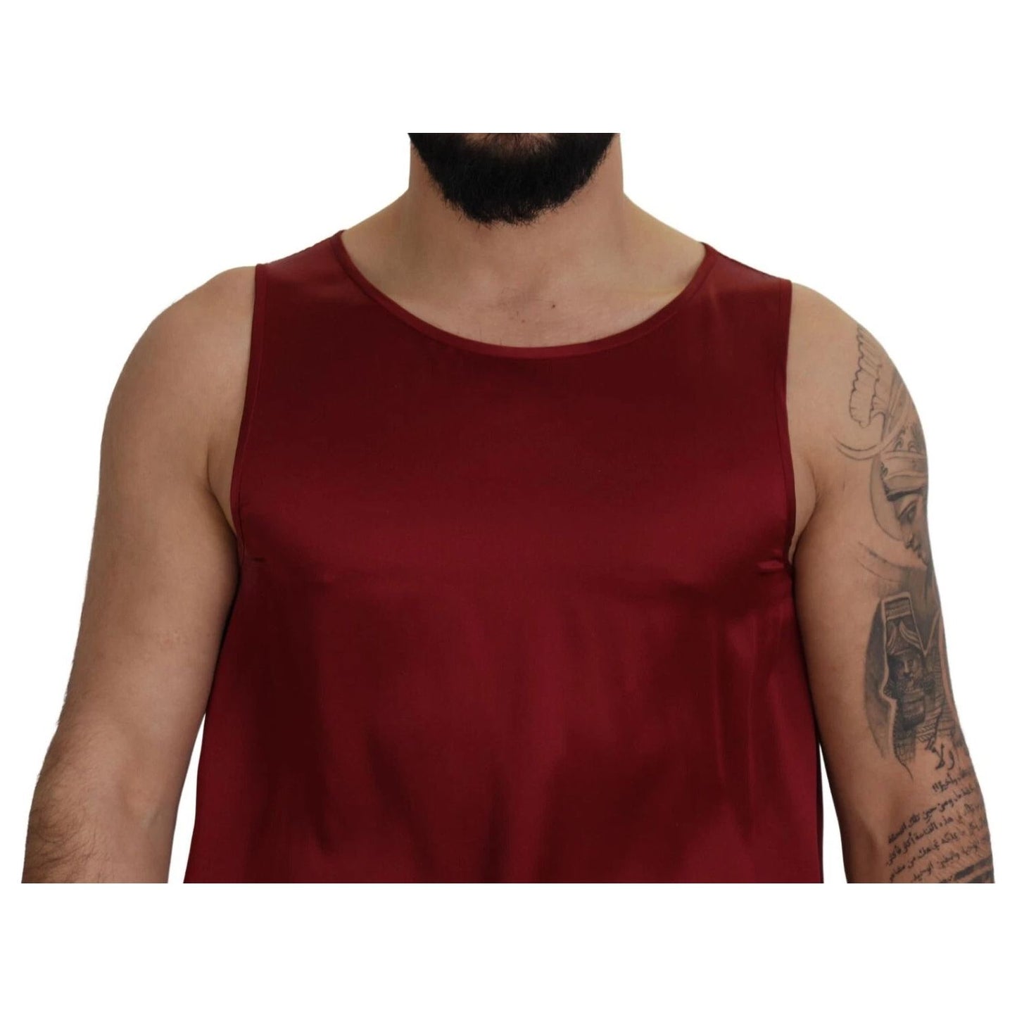 Dolce & Gabbana Red Round Neck Sleeveless Silk T-shirt TSH7959-50