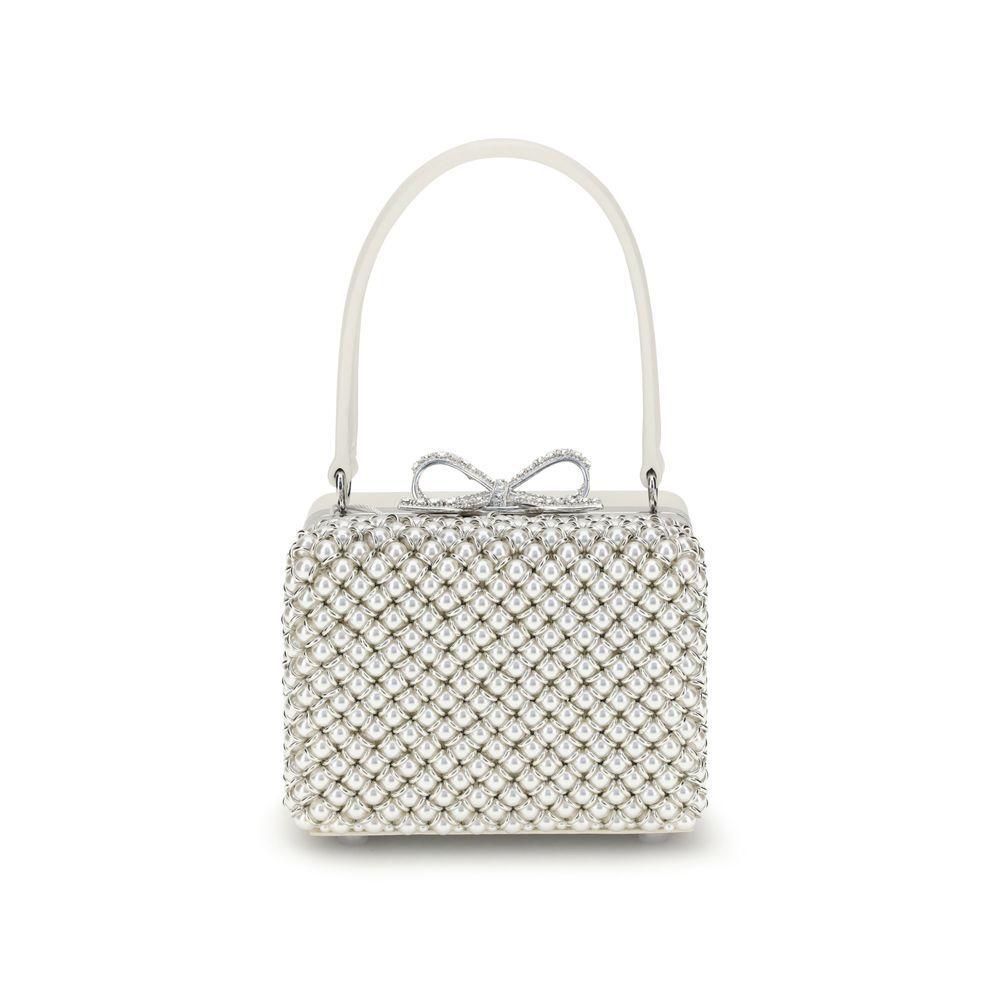 Self-Portrait Pearl-adorned Handbag SEAW25312CCREAMBB