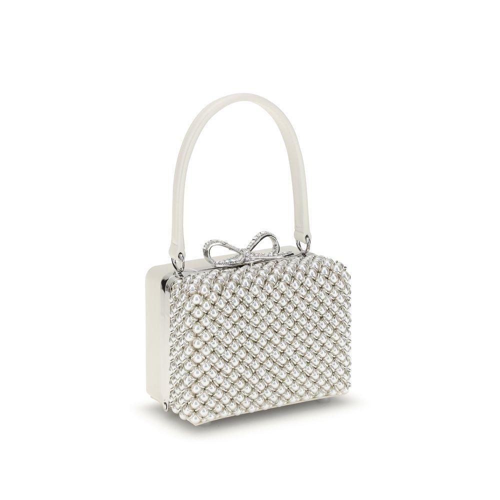 Self-Portrait Pearl-adorned Handbag SEAW25312CCREAMBB