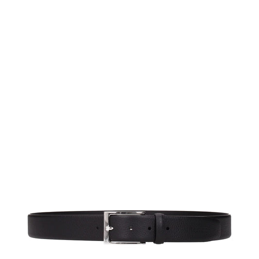 Testoni Black Leather Regular Belt