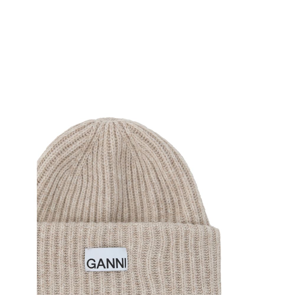 Ganni Brown Wool Beanie