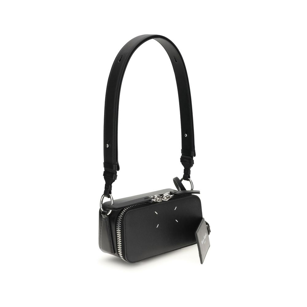 Front view with bag zipped and handles upright.