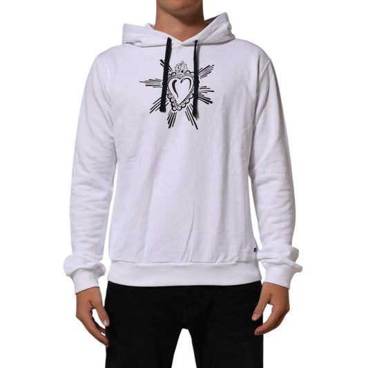 Dolce & Gabbana White Sacred Heart Hooded Sweatshirt Sweater Dolce & Gabbana