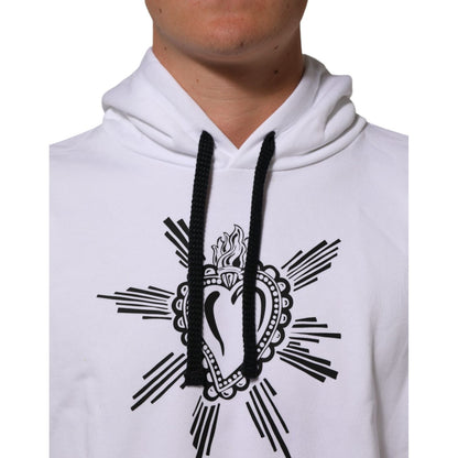 Dolce & Gabbana White Sacred Heart Hooded Sweatshirt Sweater Dolce & Gabbana