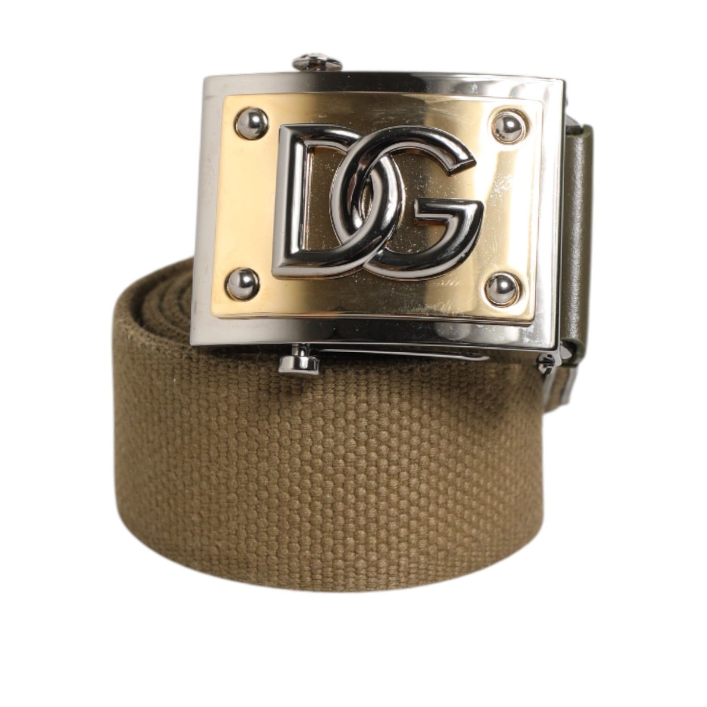 Dolce & Gabbana Military Green Nylon Logo Metal Buckle Belt Dolce & Gabbana