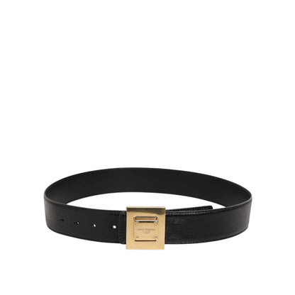 Dolce & Gabbana Black Leather Classic Metal Logo Buckle Belt Dolce & Gabbana