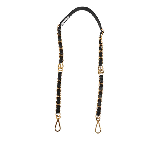 Dolce & Gabbana Black Leather Gold Chain Bag Accessory Shoulder Strap Dolce & Gabbana